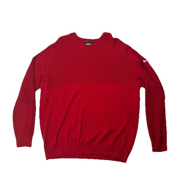 Nike Tiger Woods Sweater Mens XXL Red Wool Engineered Long Sleeve Crew Neck - Picture 1 of 7